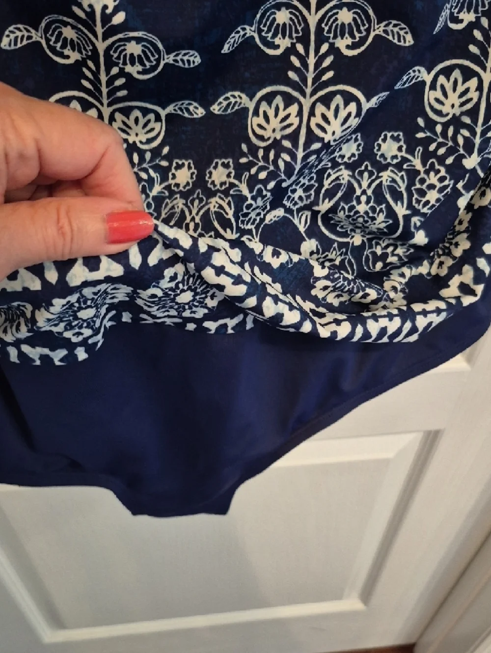 Jantzen Navy Blue and White Printed One Piece Swimsuit